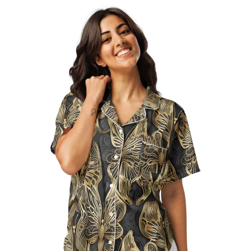 Gilded Metamorphosis on a Women's Short Sleeve Pajama Top