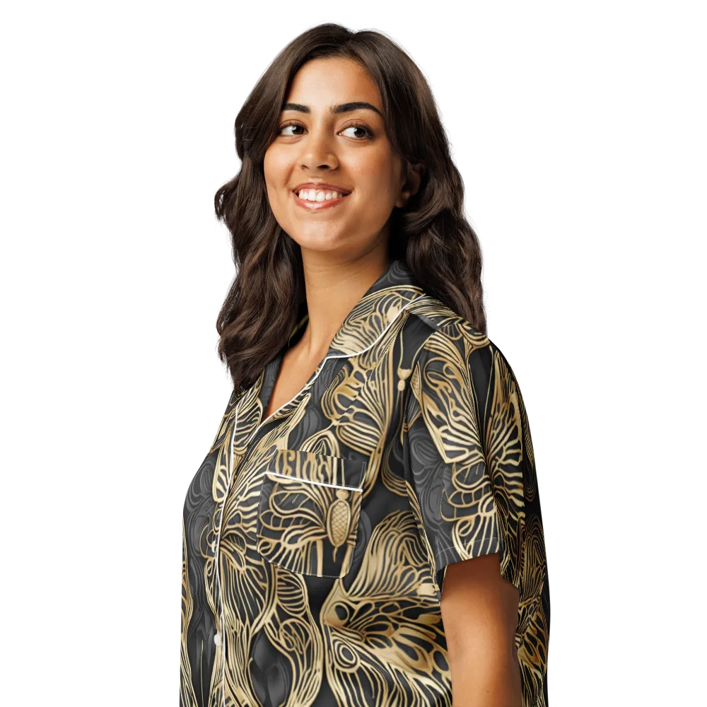Gilded Metamorphosis on Women's Short Sleeve Pajama Top — Left Front