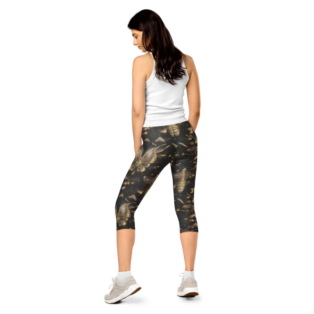 Nocturne Insects on Capri Leggings — Back