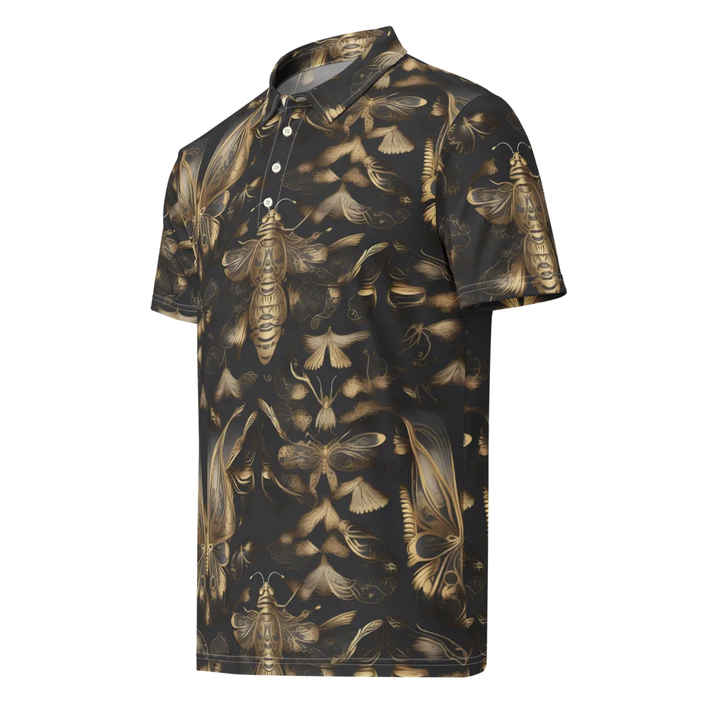 Nocturne Insects on Men's Slim Fit Polo Shirt — Left Front