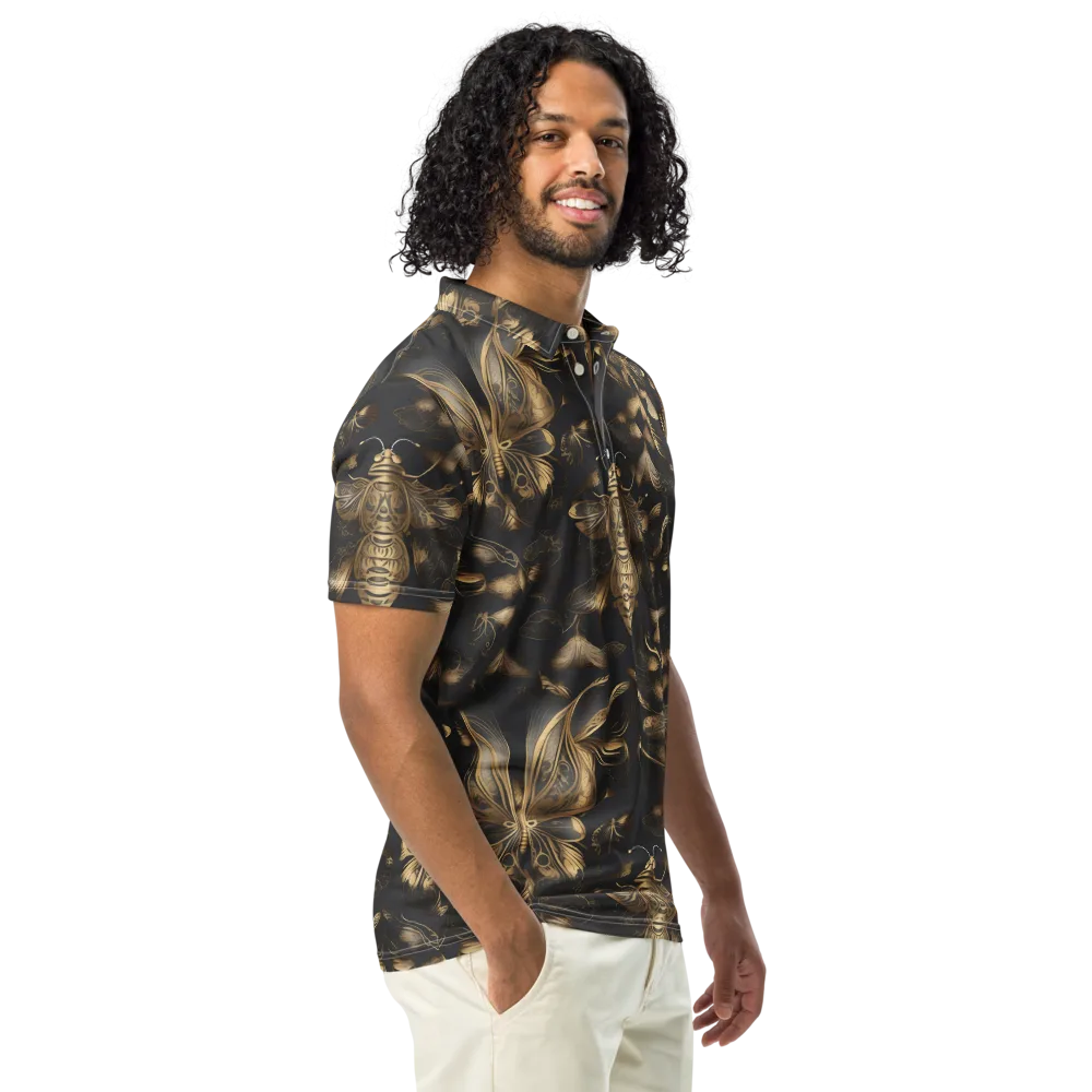 Nocturne Insects on Men's Slim Fit Polo Shirt — Right Front