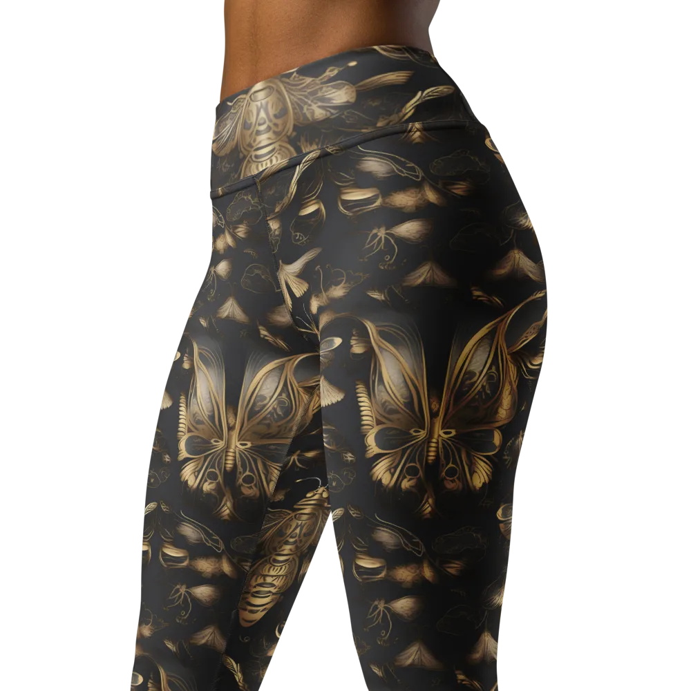 Nocturne Insects on Yoga Leggings — Left Front