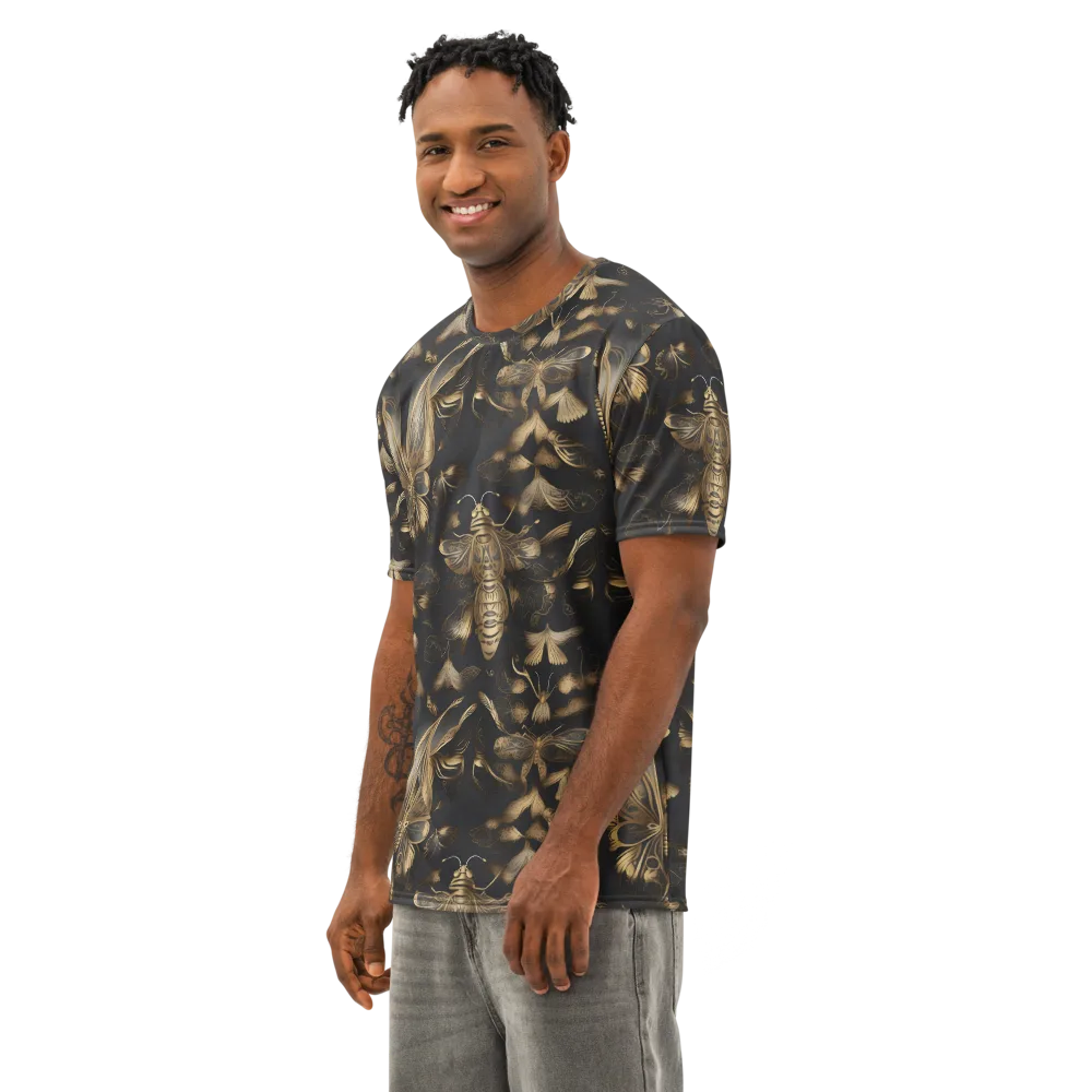 Nocturne Insects on Men's Cotton Crew Neck T-Shirt — Left Front