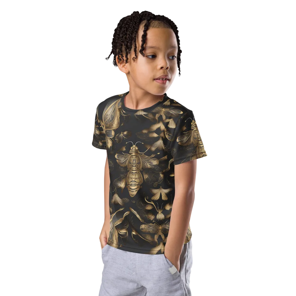 Nocturne Insects on Kids Crew Neck T-Shirt — Left Front