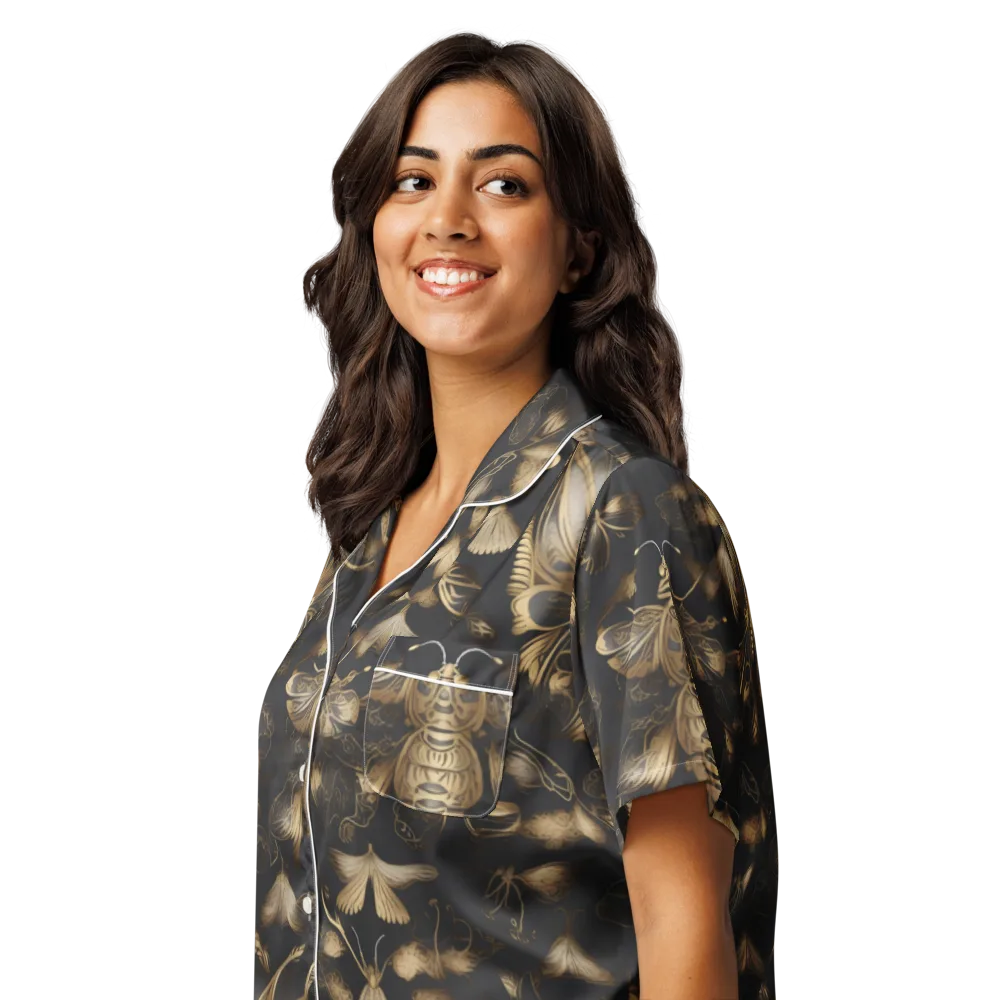 Nocturne Insects on Women's Short Sleeve Pajama Top — Left Front