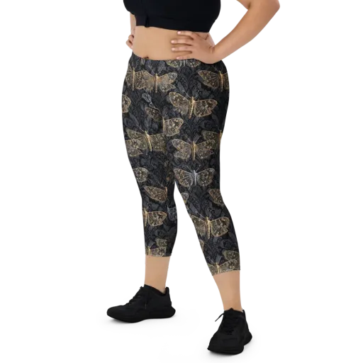 Gilded Nightwing on a Capri Leggings