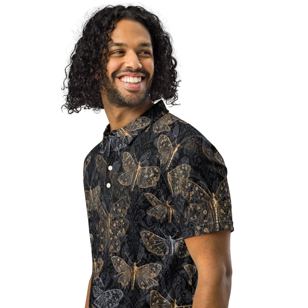 Gilded Nightwing on Men's Slim Fit Polo Shirt — Left Front