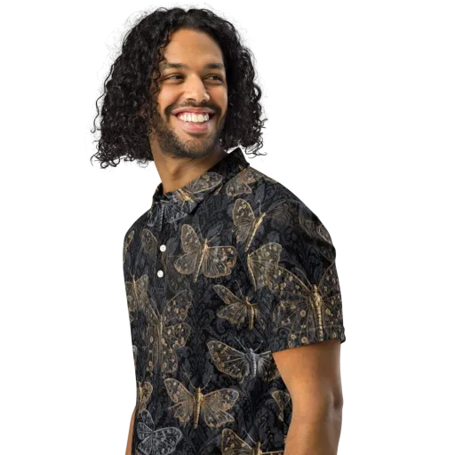 Gilded Nightwing on a Men's Slim Fit Polo Shirt