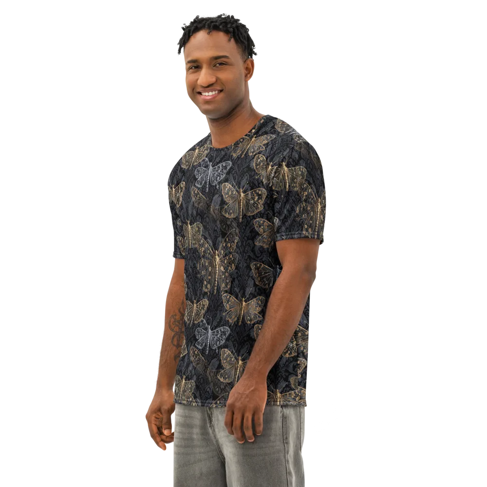 Gilded Nightwing on Men's Cotton Crew Neck T-Shirt — Left Front