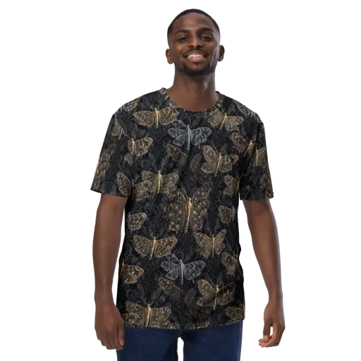 Gilded Nightwing on a Men's Crew Neck T-Shirt