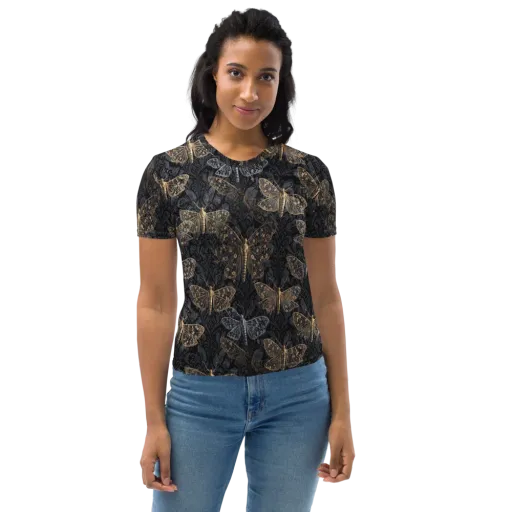 Gilded Nightwing on a Women's Crew Neck T-Shirt