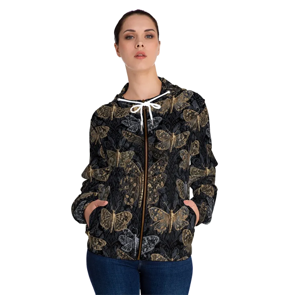Gilded Nightwing on Women's Full-Zip Hoodie — Front On Person