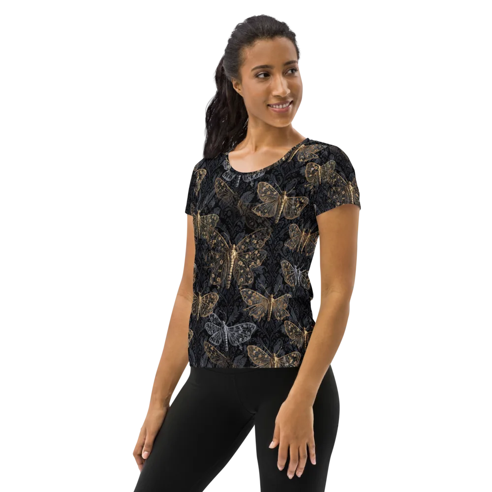 Gilded Nightwing on Women's Athletic T-Shirt — Left