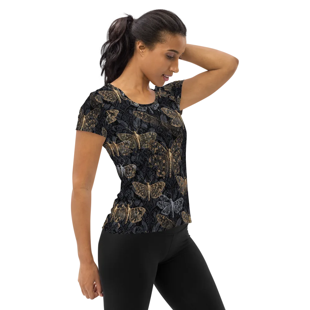 Gilded Nightwing on Women's Athletic T-Shirt — Right