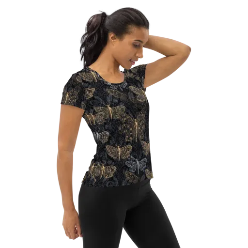 Gilded Nightwing on a Women's Athletic T-Shirt