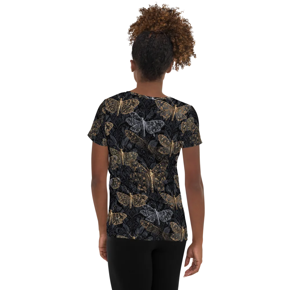 Gilded Nightwing on Women's Athletic T-Shirt — Back
