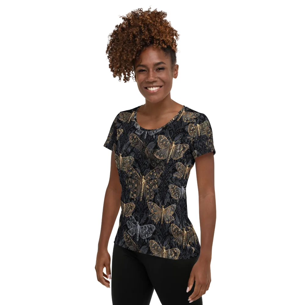 Gilded Nightwing on Women's Athletic T-Shirt — Left