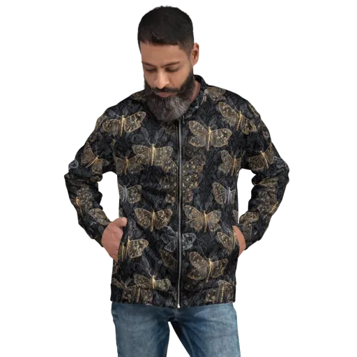 Gilded Nightwing on a Bomber Jacket
