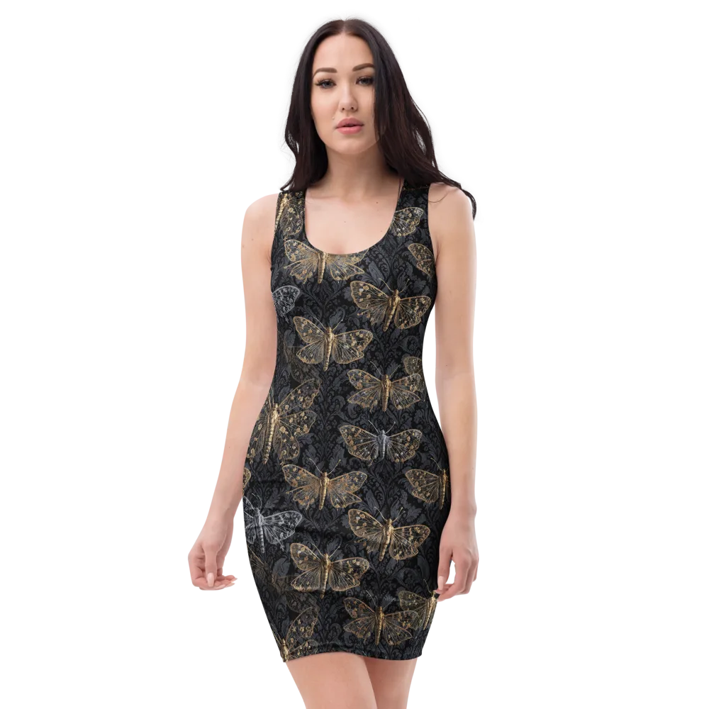Gilded Nightwing on Bodycon Dress — Front