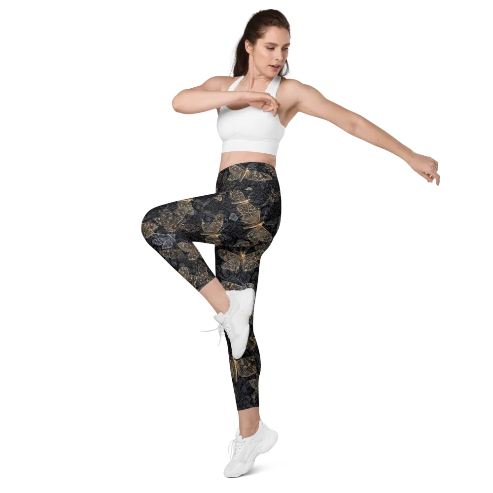 Gilded Nightwing on Leggings with Pockets — Left Front