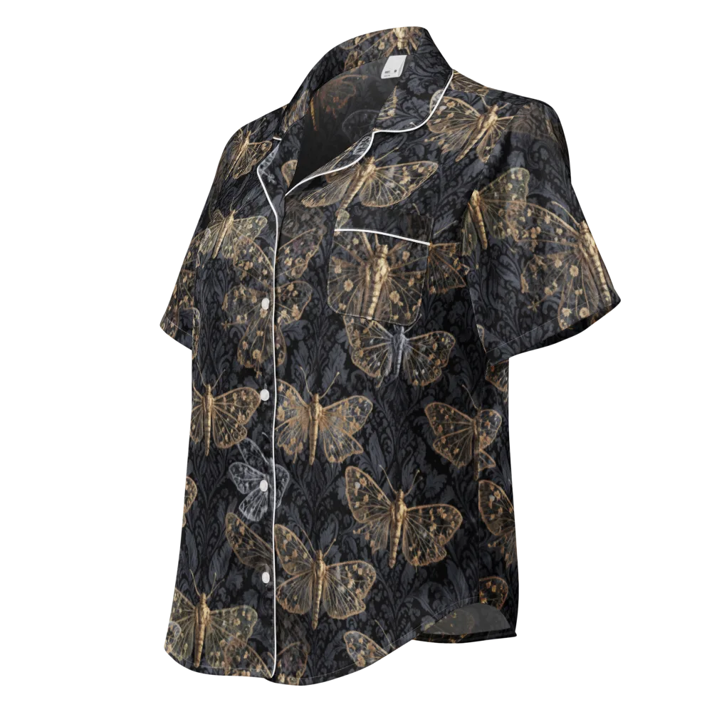 Gilded Nightwing on Women's Short Sleeve Pajama Top — Left Front