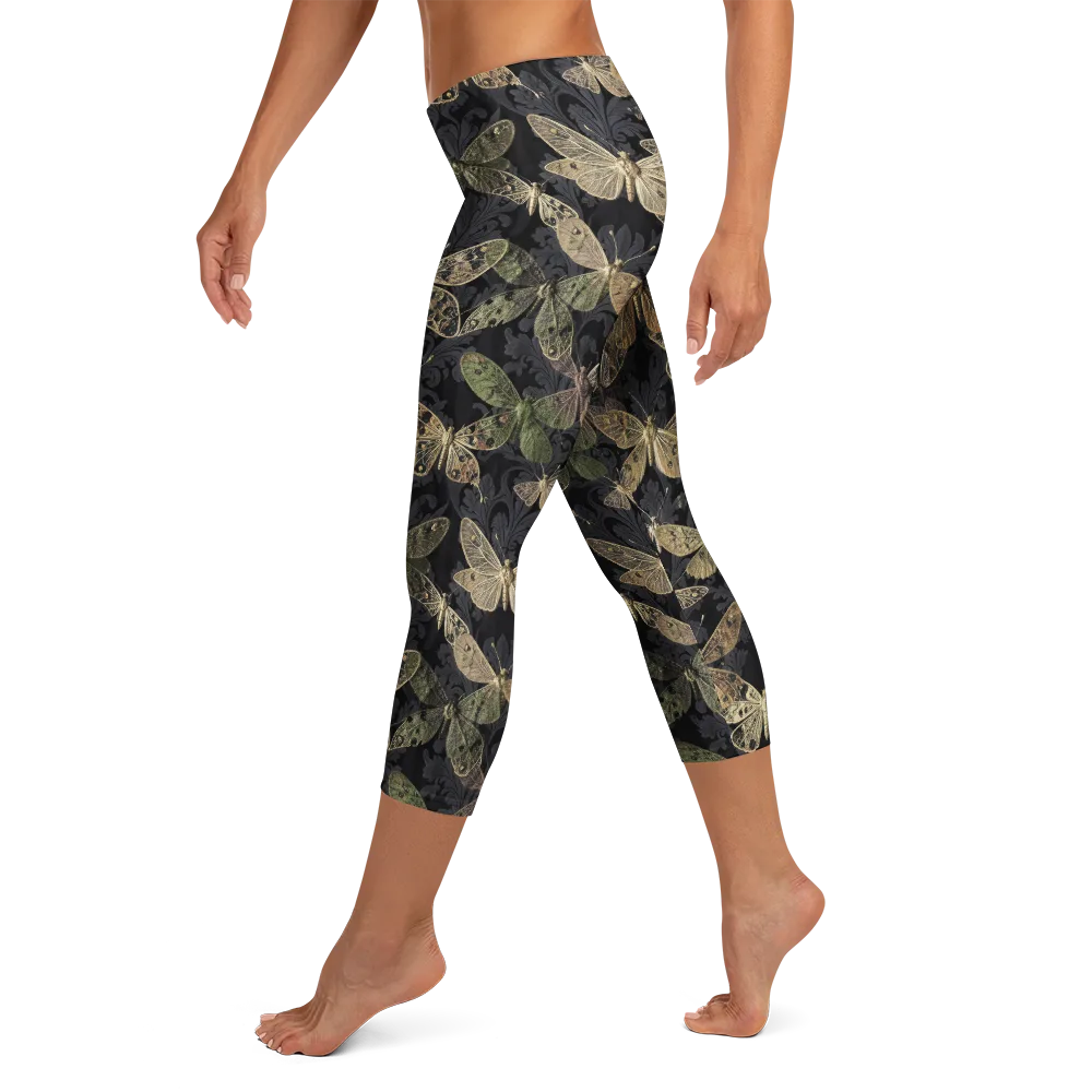 Midnight Mothery on Capri Leggings — Left