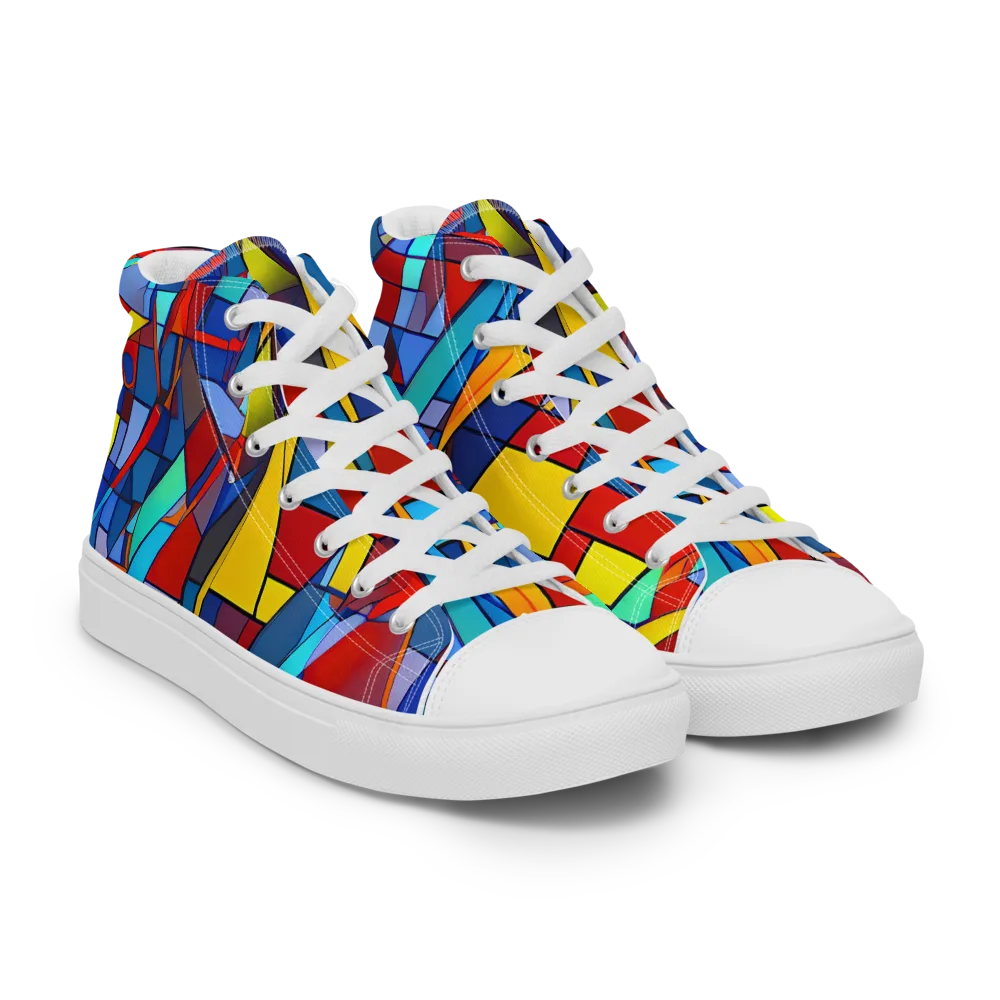 Neoplastique on Men's High Top Canvas Shoes — Right Front