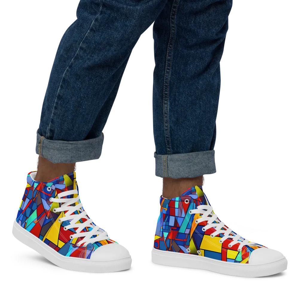 Neoplastique on Men's High Top Canvas Shoes — Right