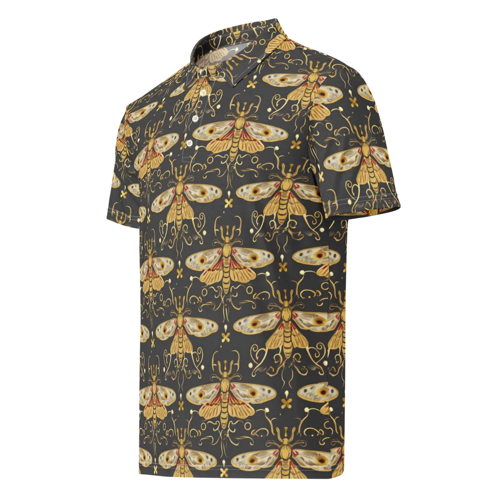 Nocturne Moth on Men's Slim Fit Polo Shirt — Left Front