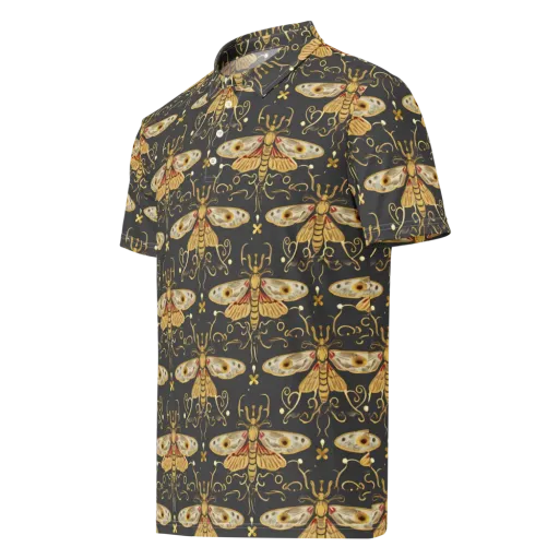 Nocturne Moth on a Men's Slim Fit Polo Shirt