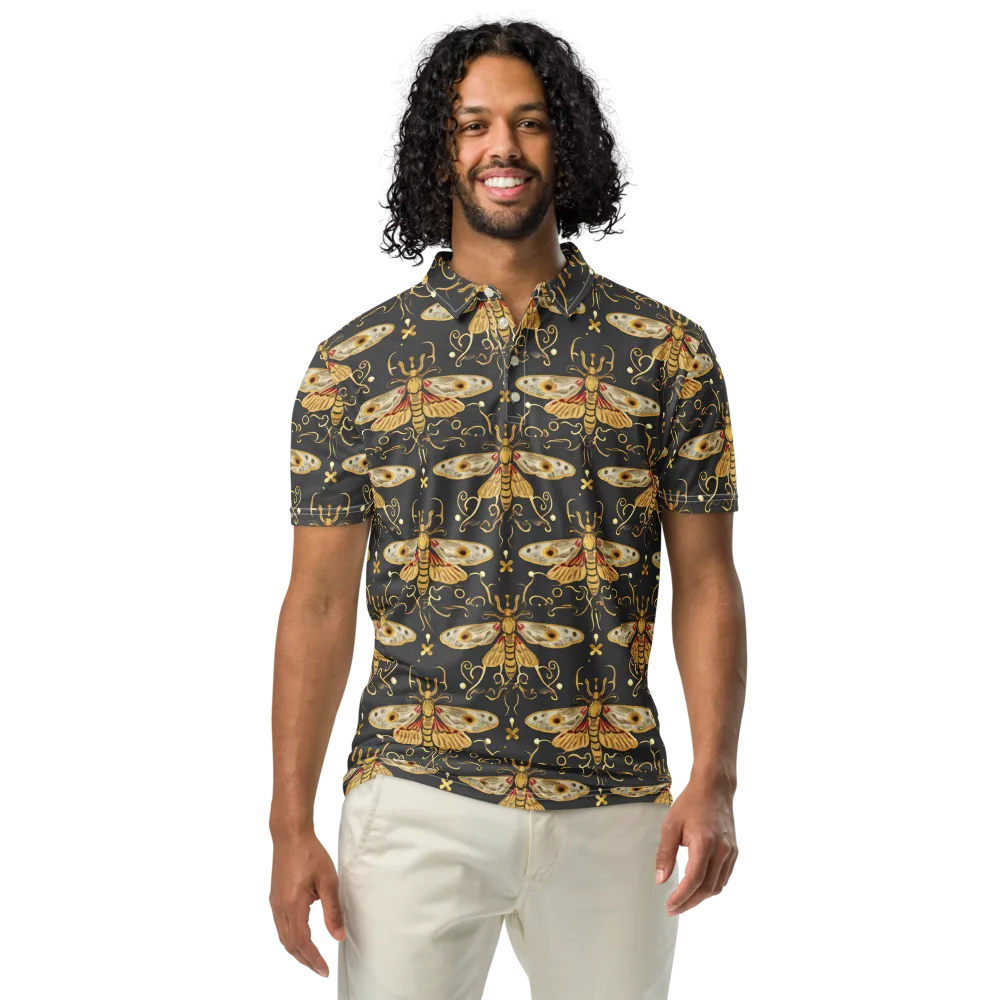 Nocturne Moth on Men's Slim Fit Polo Shirt — Front