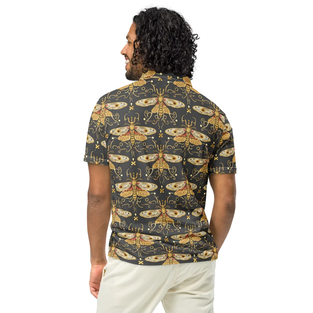 Nocturne Moth on Men's Slim Fit Polo Shirt — Back