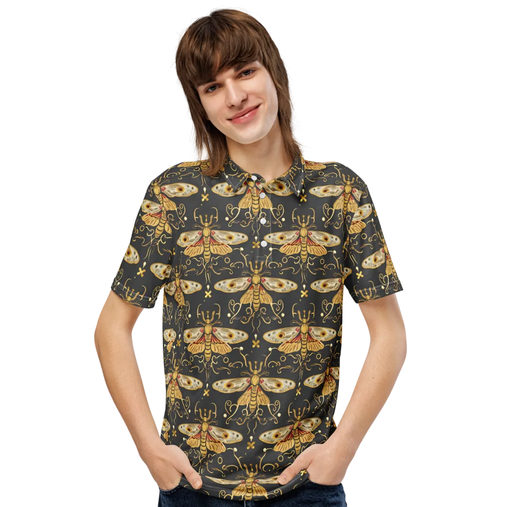 Nocturne Moth on Men's Slim Fit Polo Shirt — Front