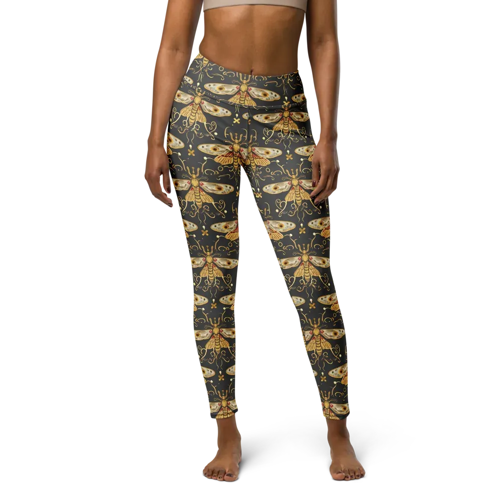 Nocturne Moth on Yoga Leggings — Front