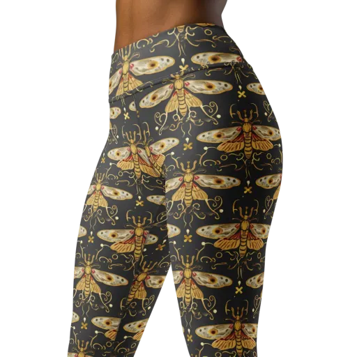 Nocturne Moth on a Yoga Leggings