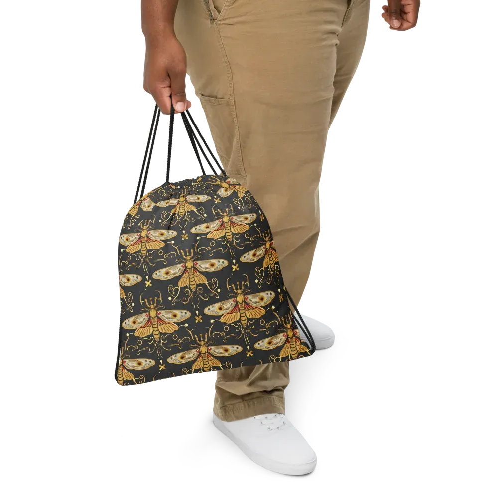 Nocturne Moth on Drawstring Bag — Front