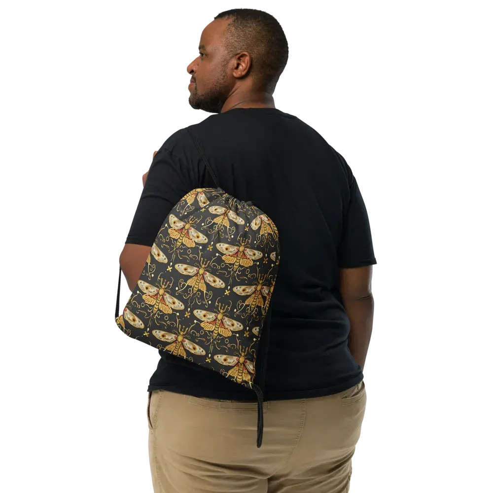 Nocturne Moth on Drawstring Bag — Front