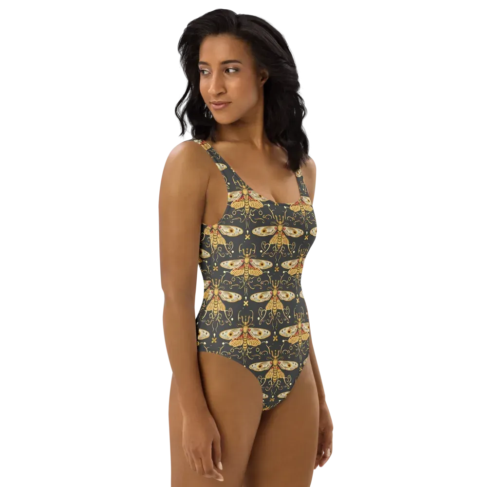 Nocturne Moth on One-Piece Swimsuit — Right