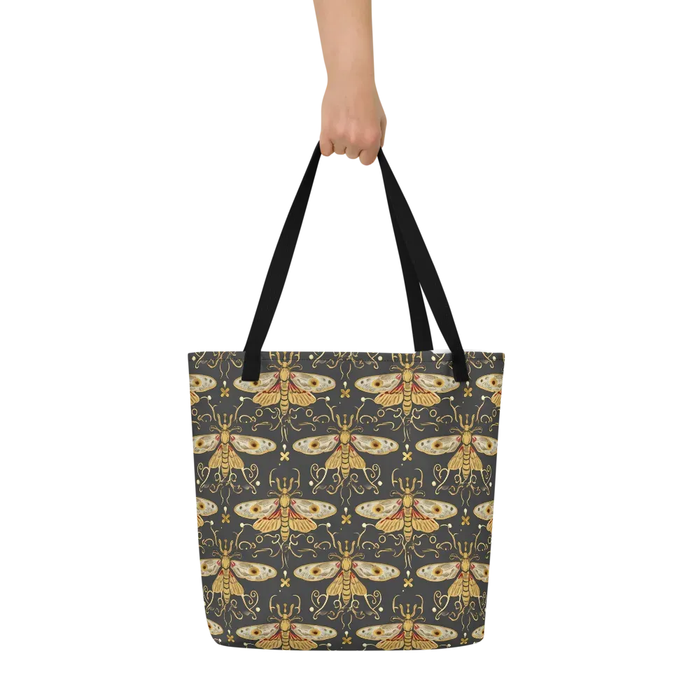 Nocturne Moth on Large Tote Bag W/ Pocket — Front