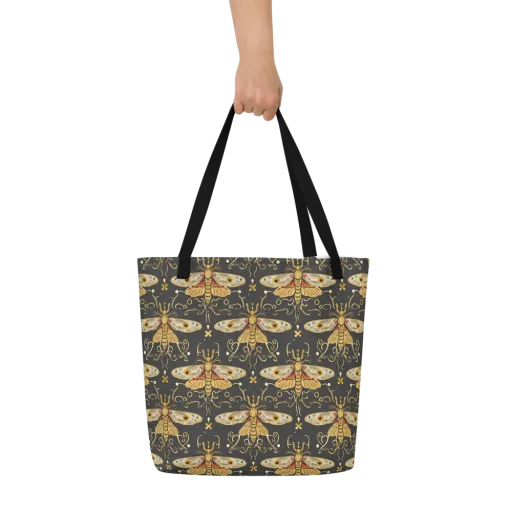 Nocturne Moth on a Large Tote Bag W/ Pocket