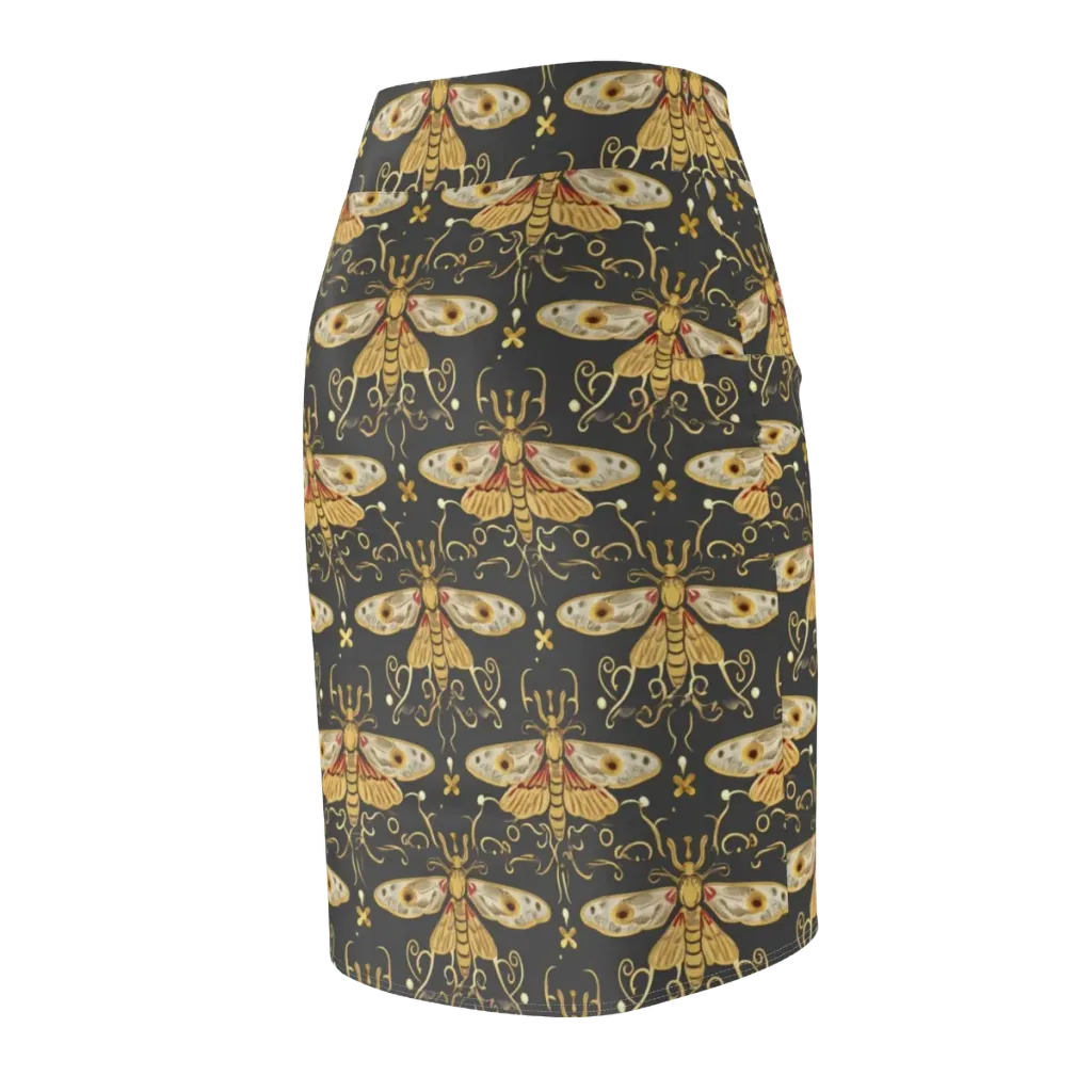 Nocturne Moth on Pencil Skirt — Back Side