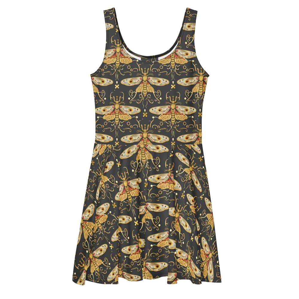 Nocturne Moth on Skater Dress — Front