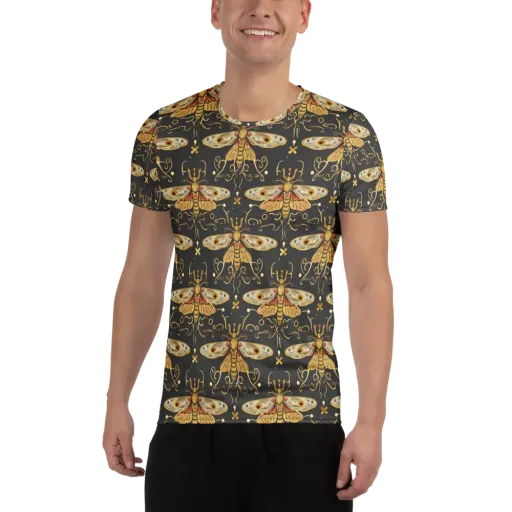 Nocturne Moth on a Men's Athletic T-Shirt