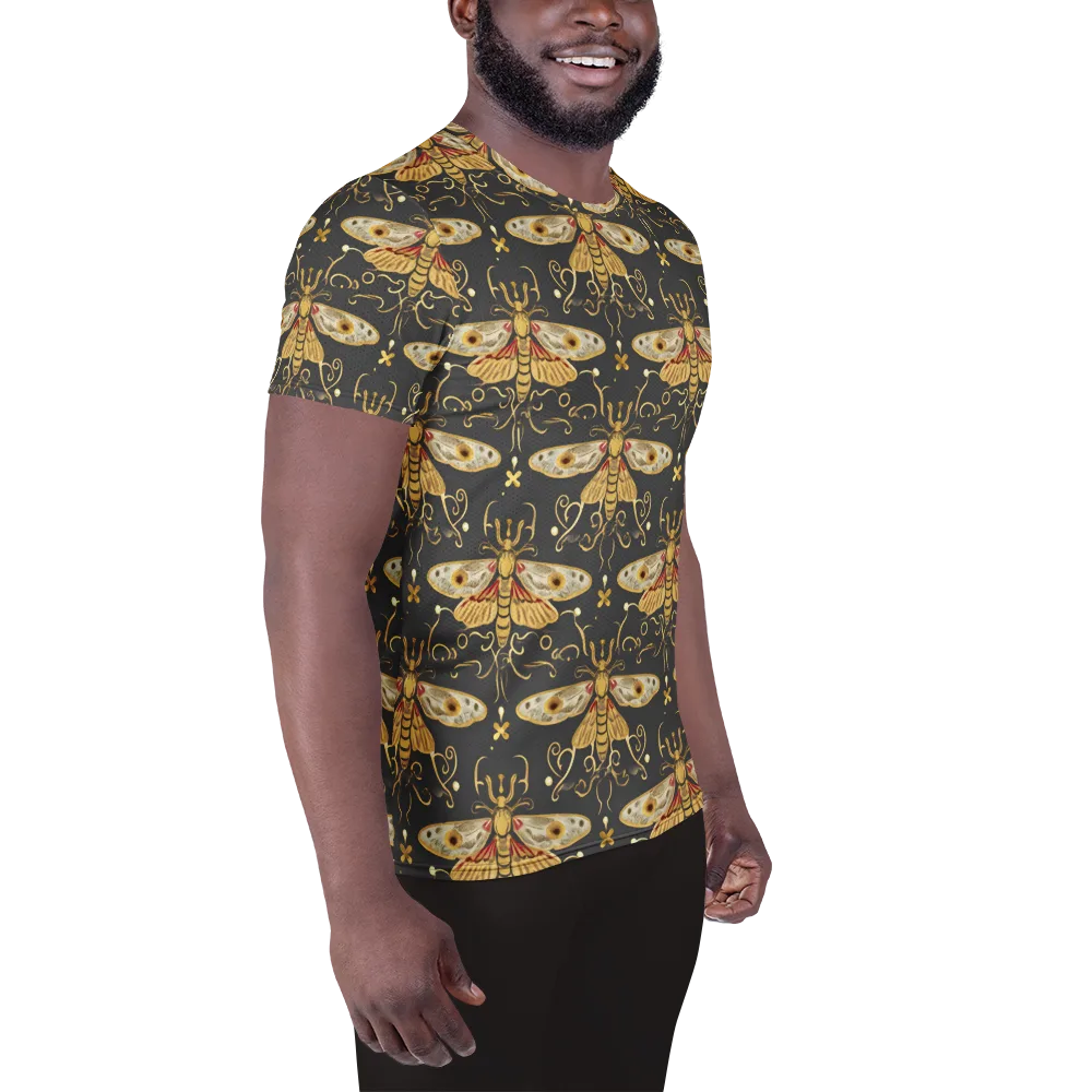 Nocturne Moth on Men's Athletic T-Shirt — Right