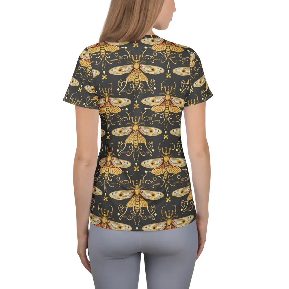 Nocturne Moth on Women's Athletic T-Shirt — Back