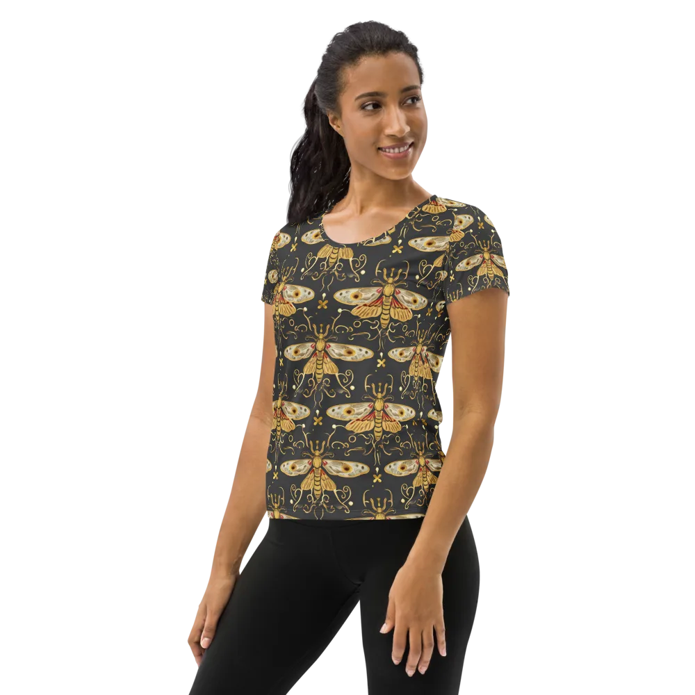 Nocturne Moth on Women's Athletic T-Shirt — Left