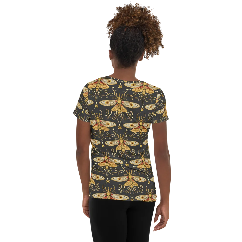 Nocturne Moth on Women's Athletic T-Shirt — Back