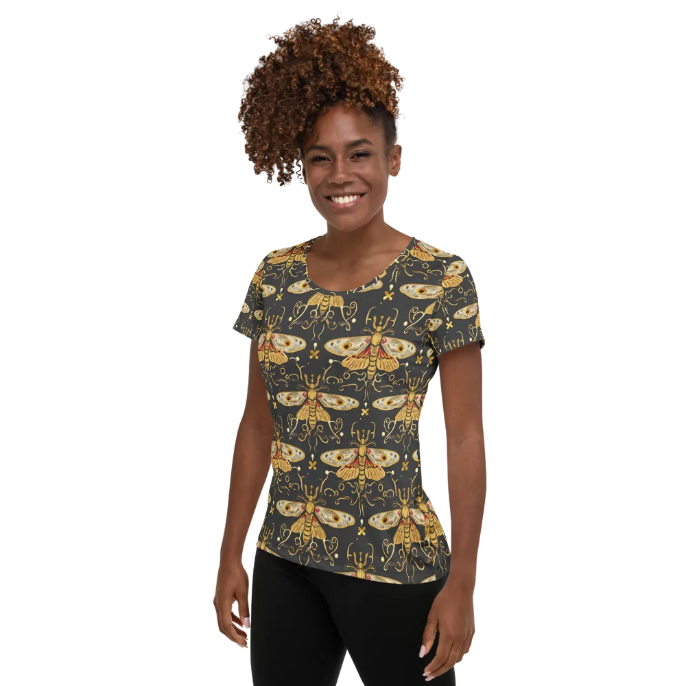 Nocturne Moth on Women's Athletic T-Shirt — Left