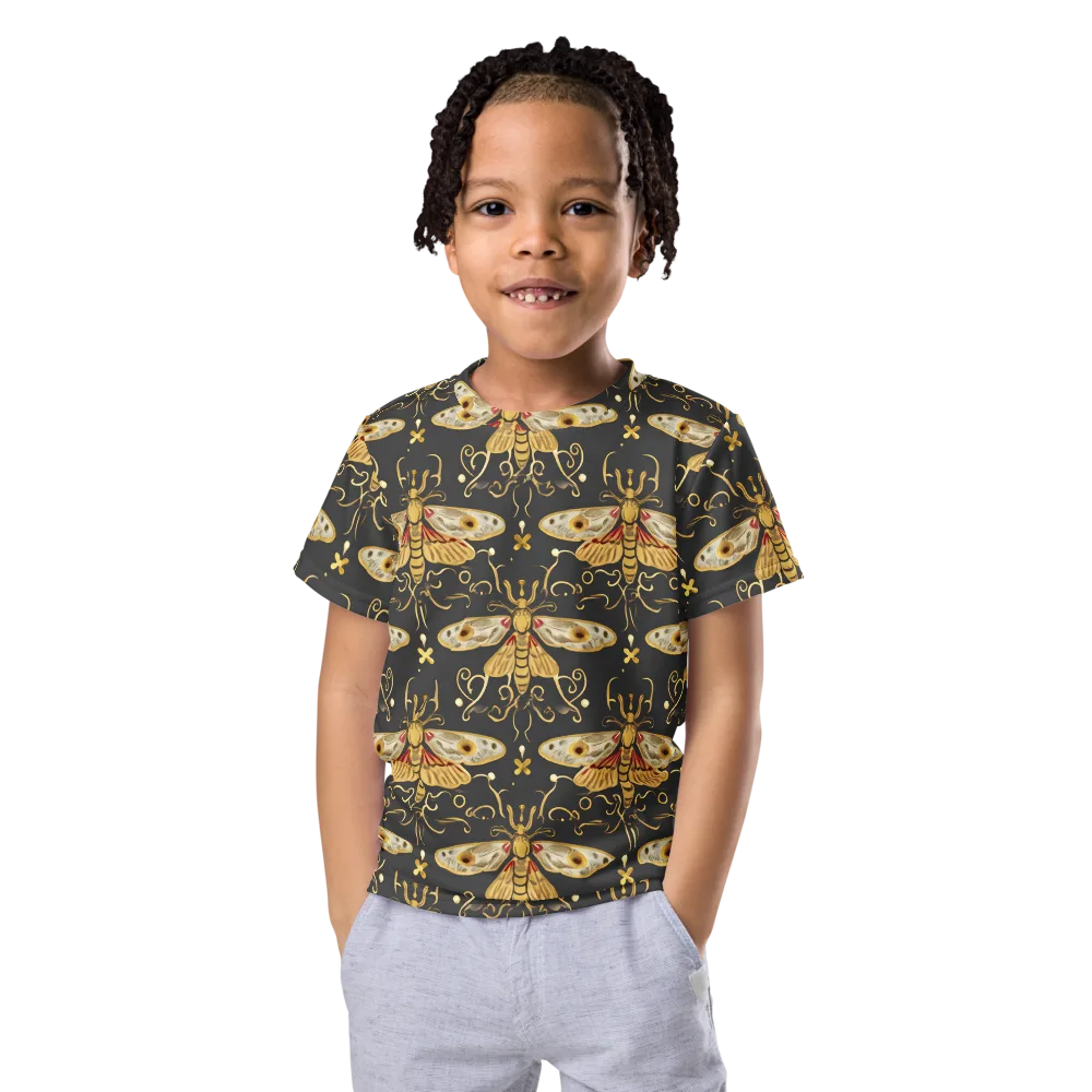 Nocturne Moth on Kids Crew Neck T-Shirt — Front