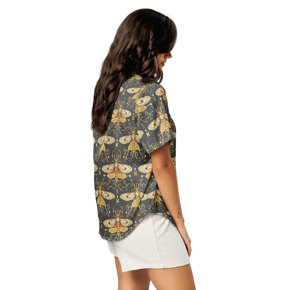 Nocturne Moth on Women's Short Sleeve Pajama Top — Right Back